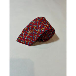 John Comfort London Silk Tie Red Toucan Bird Print Novelty Animal Necktie